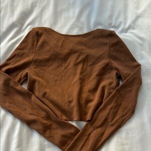 Brown Long Sleeve Women's Top